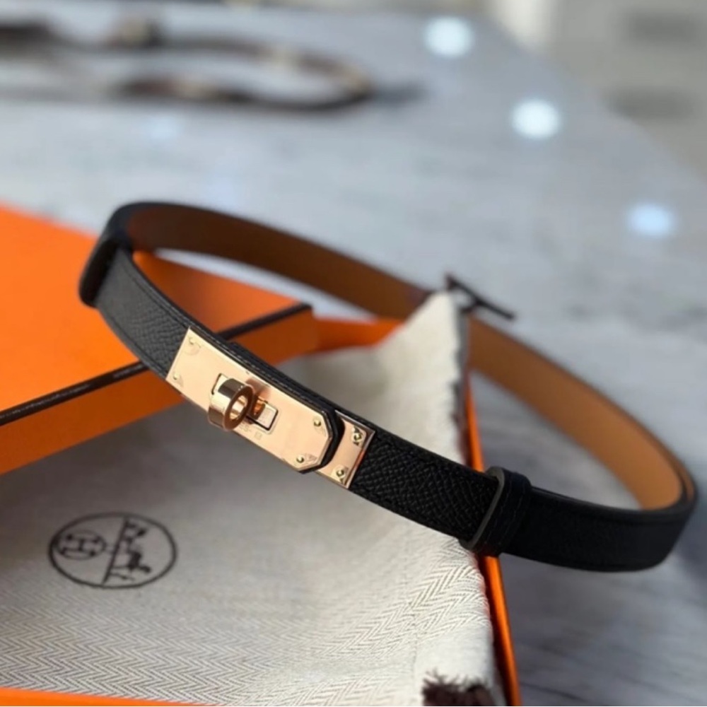 BNIB Hermes Kelly 18 Epsom leather belt gold hardware